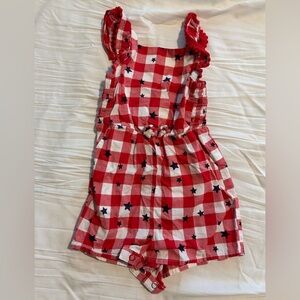 Red and White Checkered Kids Romper